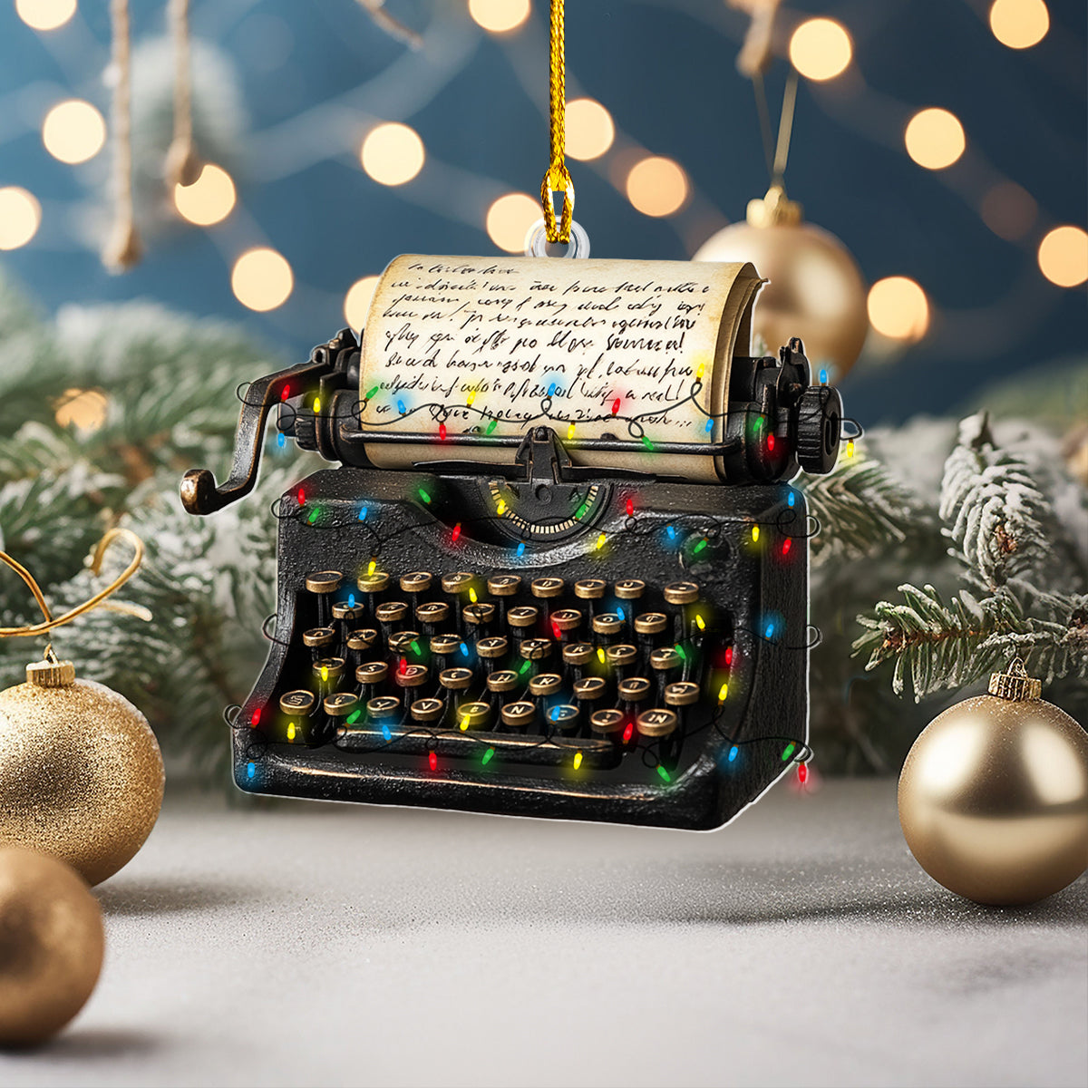 Shineful 2D Acrylic Ornament Personalized Christmas Typewriter