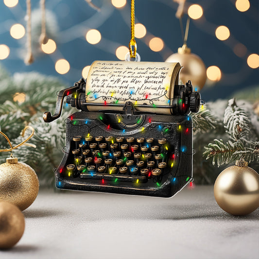 Shineful 2D Acrylic Ornament Personalized Christmas Typewriter