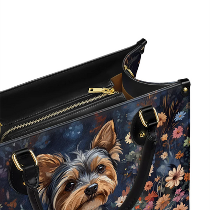 Shineful Leather Bag Personalized Enchanted Yorkie Bloom