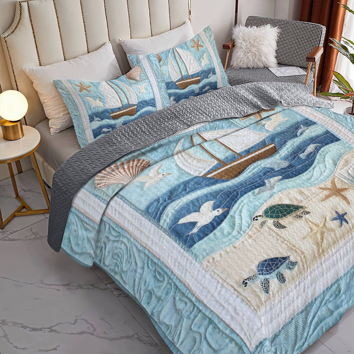 Shineful All Season Quilt 3-Piece Set Ocean Breeze