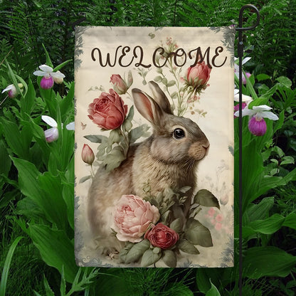 Shineful Garden Flag 12" x 18" Cottage Bunny Charm