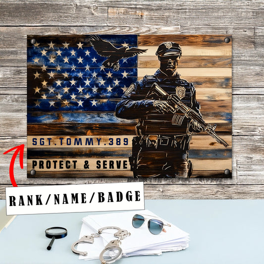 Shineful 2D Metal Sign Personalized Police Protect & Serve