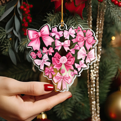 Shineful 2D Acrylic Ornament Pink Bow Heart