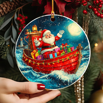 Shineful 2D Acrylic Ornament - Sailing Santa's Nautical Sleigh Ride