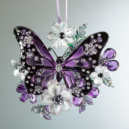 Shineful 2D Acrylic Ornament Elegent Crystal Purple Butterfly