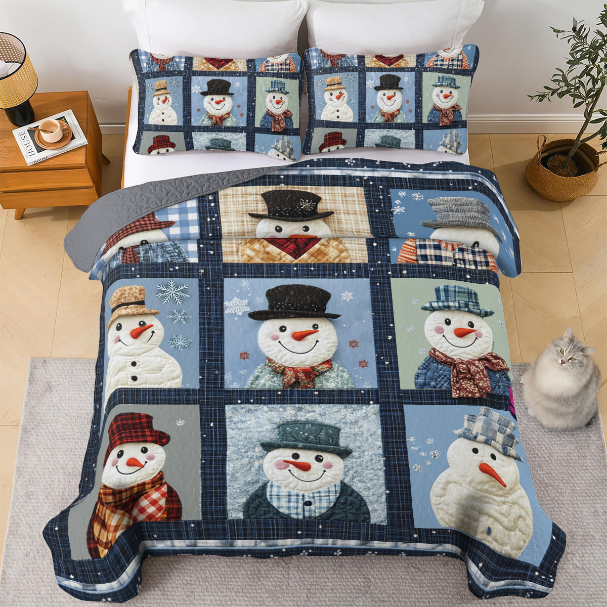 Shineful All Season Quilt 3-Piece Set - Dapper Snowman Collection