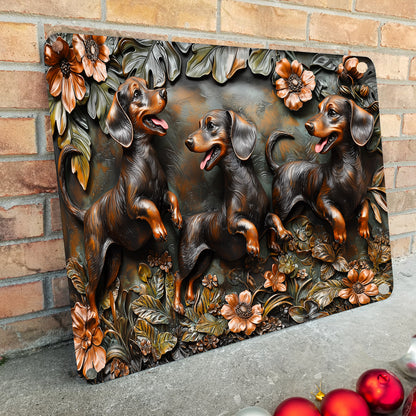 Shineful 2D Metal Sign Cheerful Floral Dachshund