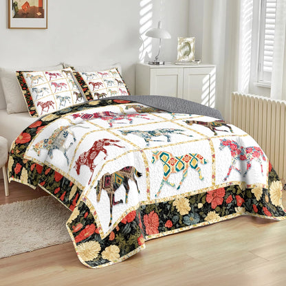 Shineful All Season Quilt 3-Piece Set Horse Equine Elegance