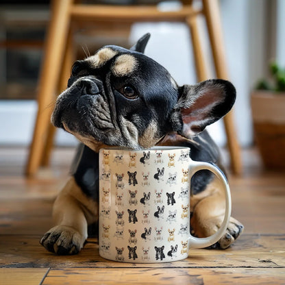 Glänzende Keramiktasse Cuddle Time Frenchie