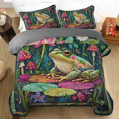 Shineful All Season Quilt 3-Piece Set Frog Leafy Retreat