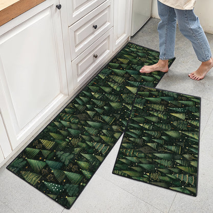 Shineful Ultra-Thin Non Skid Floor Mat, Kitchen Rugs Festive Fir Christmas Tree