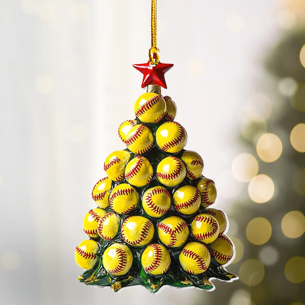 Shineful 2D Acrylic Ornament - Softball Christmas Tree