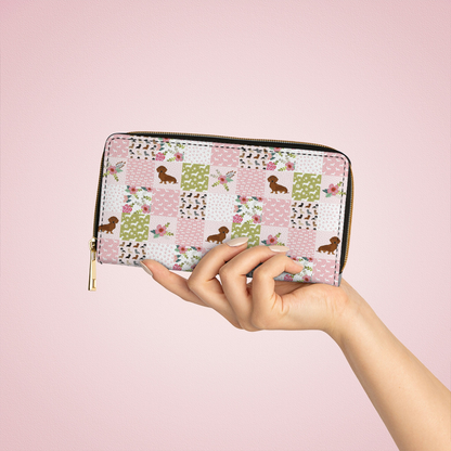 Pochette en cuir brillante avec dragonne Dachshund Dreams