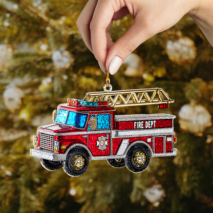 Shineful 2D Acrylic Ornament - Festive Fire Engine