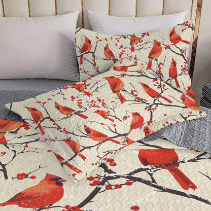 Shineful All Season Quilt 3-Piece Set - Cozy Cardinal Dreams