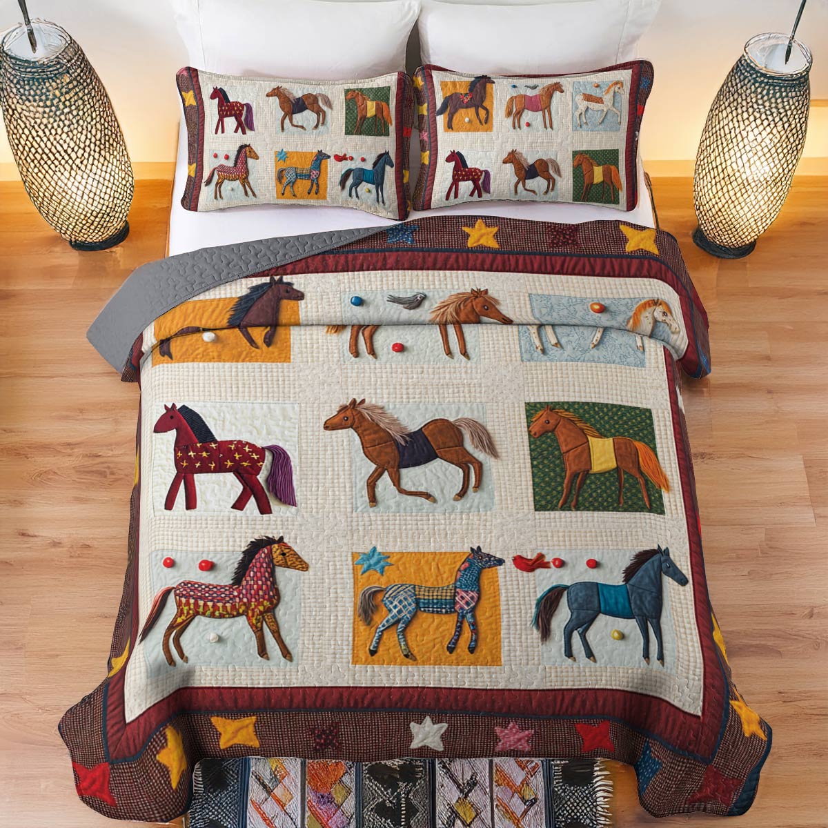 Shineful All Season Quilt 3-Piece Set Playful Horses