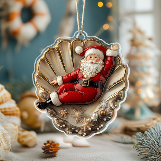 Shineful 2D Acrylic Ornament - Seaside Santa Shell