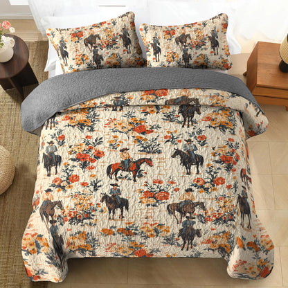 Shineful All Season Quilt 3-Piece Set Cowboy Ranch Blossoms