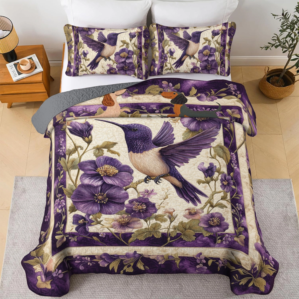 Shineful All Season Quilt 3-Piece Set Violet Wings Sanctuary