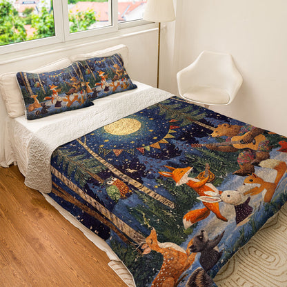 Shineful All Season Quilt 3-Piece Set Forest Festival Night