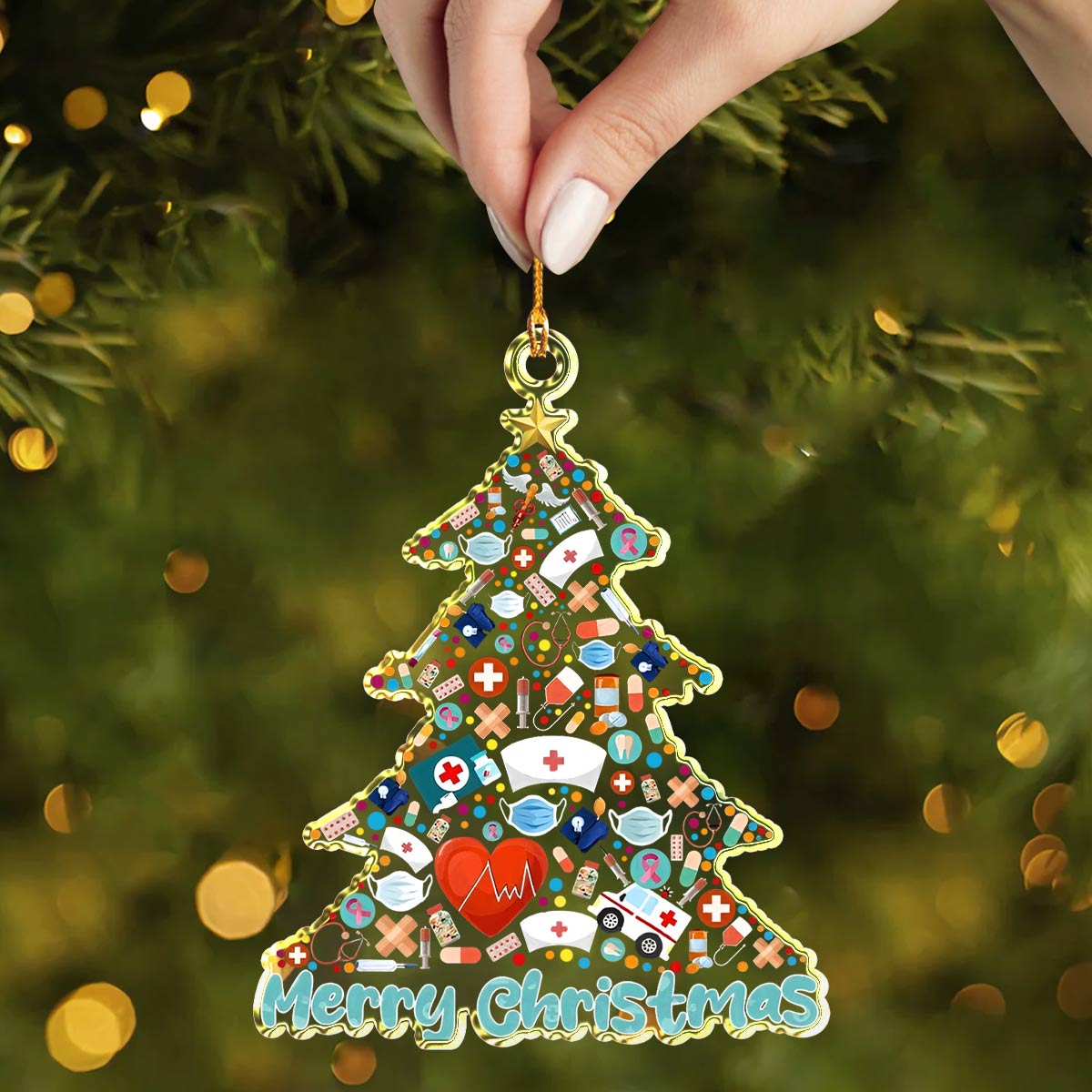 Shineful 2D Acrylic Ornament Merry Medics Holiday