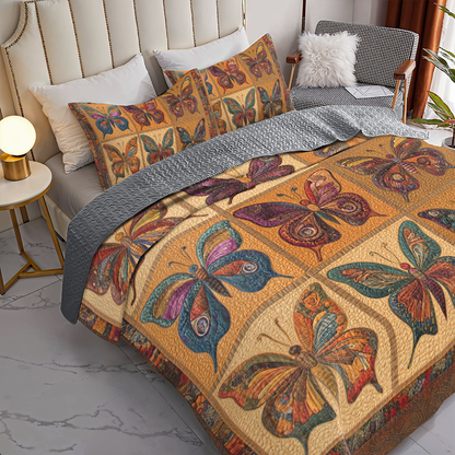 Shineful All Season Quilt 3-Piece Set - Timeless Butterfly Elegance