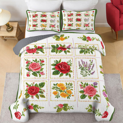 Shineful All Season Quilt 3-Piece Set Rose Garden