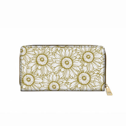 Shineful Leather Clutch Purse With Wristlet Strap Handle Golden Sunflower Grace