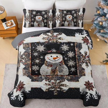 Shineful All Season Quilt 3-Piece Set Elegant Frosty Snowman