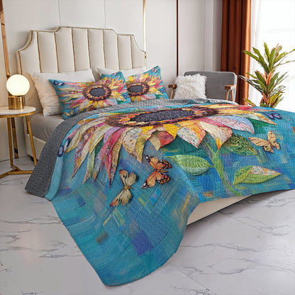 Shineful All Season Quilt 3-Piece Set Vibrant Sunflower Dream