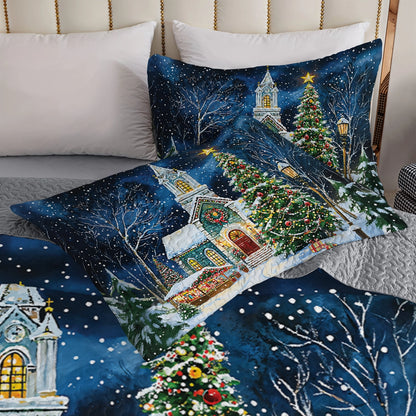 Shineful All Season Quilt 3-Piece Set - Christmas Church Serenity