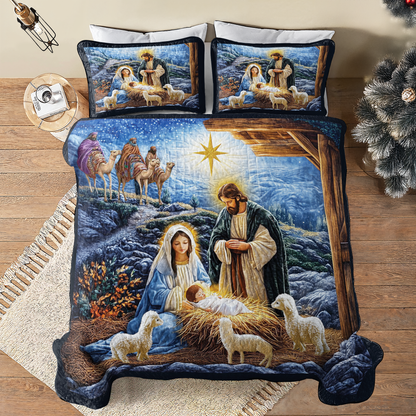 Shineful All Season Quilt 3-Piece Set - Holy Night Nativity