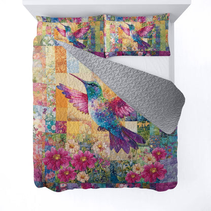 Shineful All Season Quilt 3-Piece Set Beautiful Hummingbird