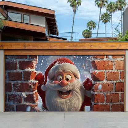 Shineful Garage Door Banner Decoration - Santa Surprise