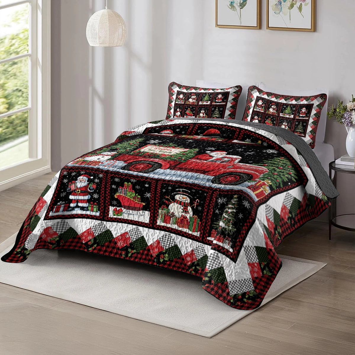 Shineful All Season Quilt 3-Piece Set - Santa's Tree Farm