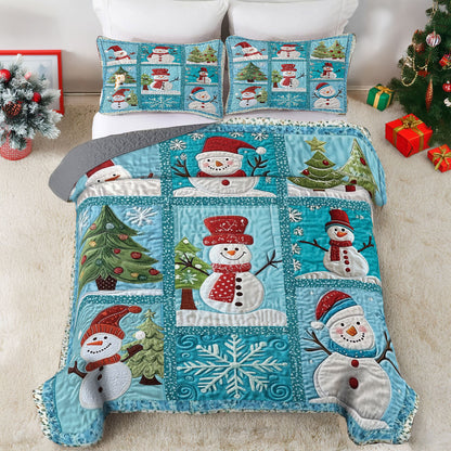 Shineful All Season Quilt 3-Piece Set Peaceful Snowmen