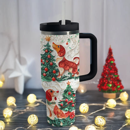 Shineful Glossy Tumbler Dachshund & Claws Christmas