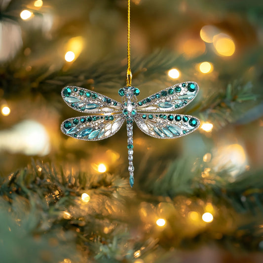 Shineful Acrylic Ornament Emerald Sparkle Dragonfly