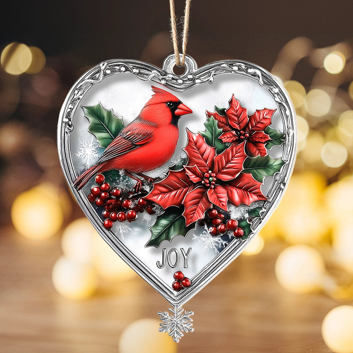 Shineful 2D Acrylic Ornament - Heartfelt Cardinal Joy