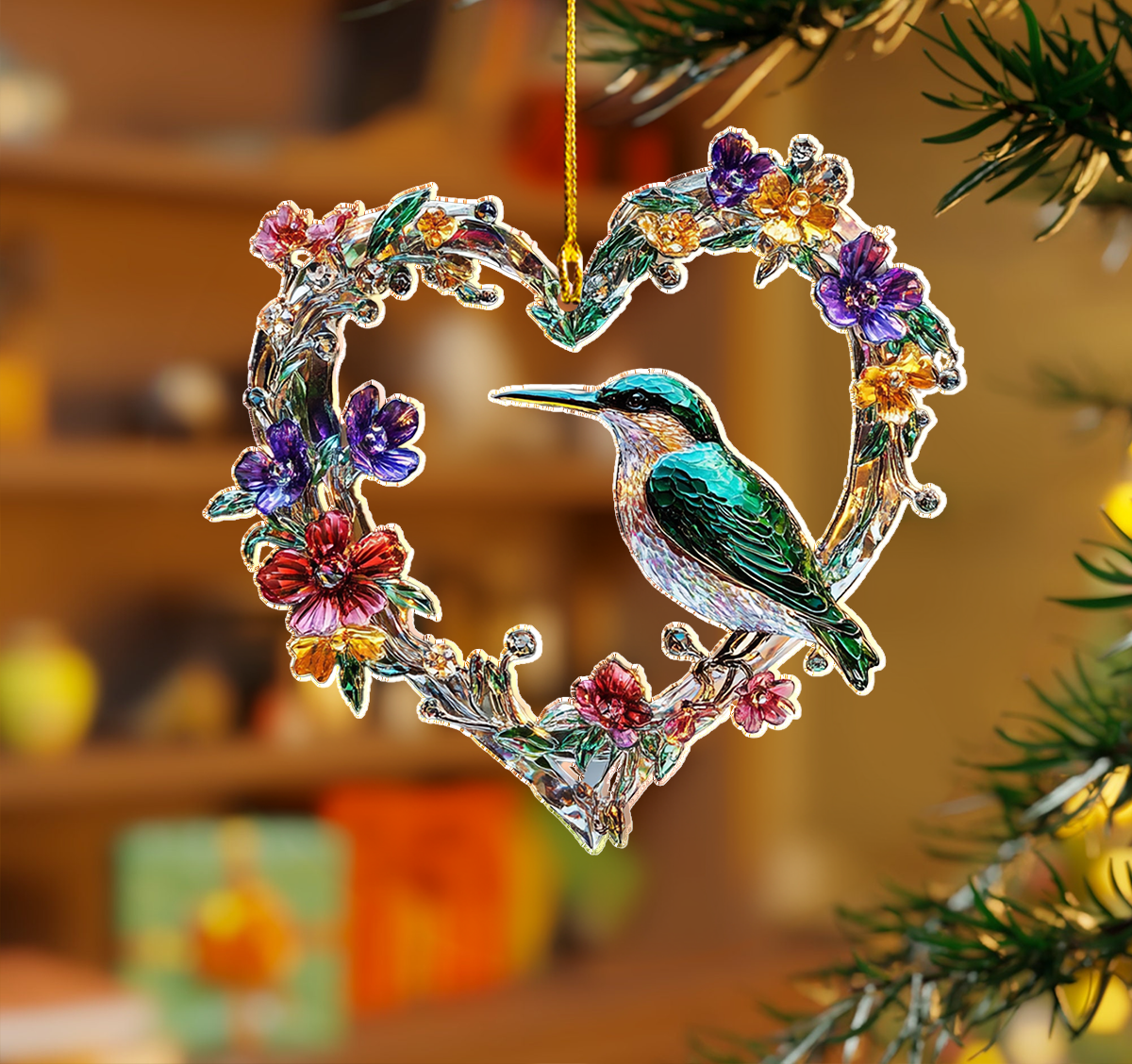 Shineful 2D Acrylic Ornament - Ethereal Hummingbird Elegance