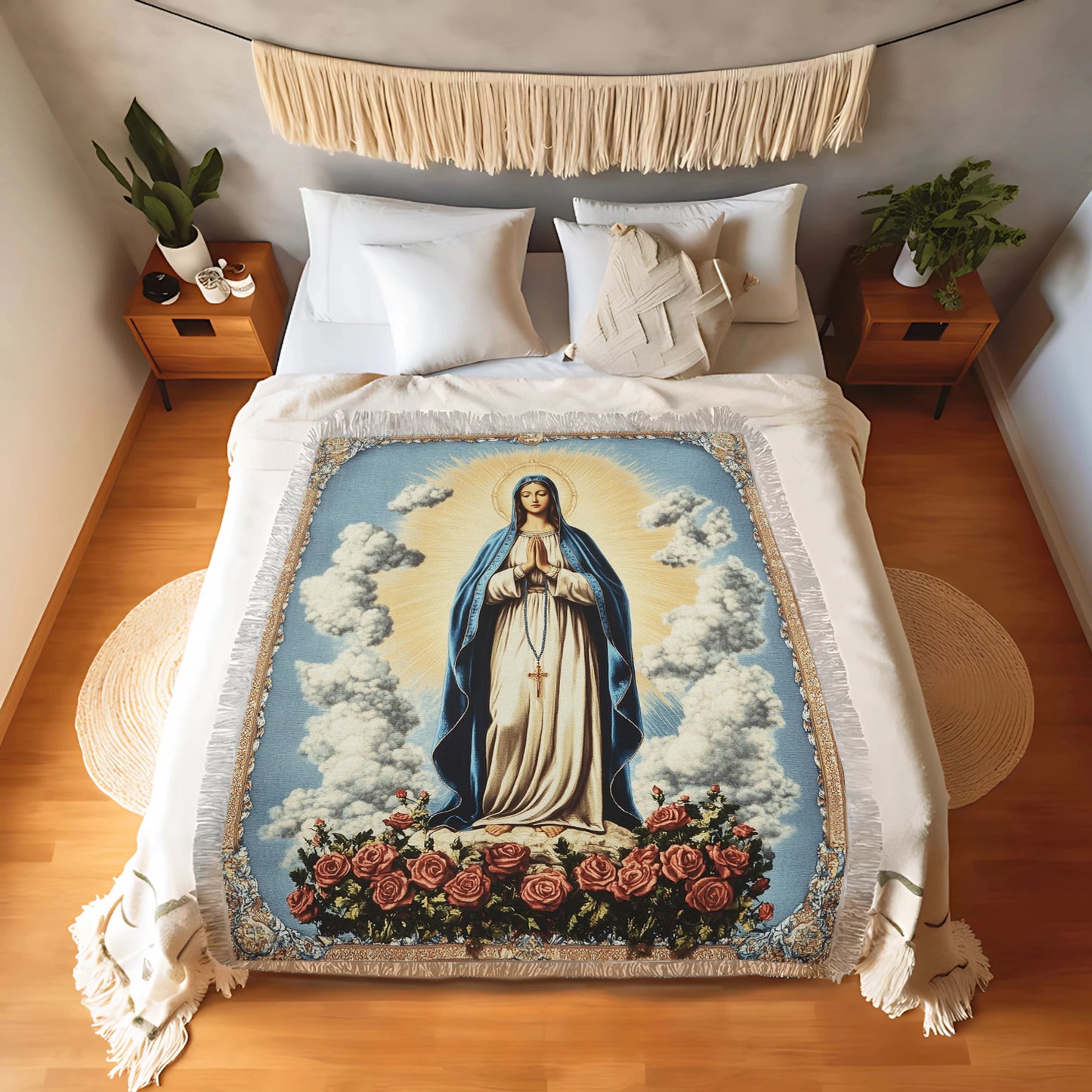 Shineful Woven Tapestry Throw Blanket  Sacred Mary Serenity