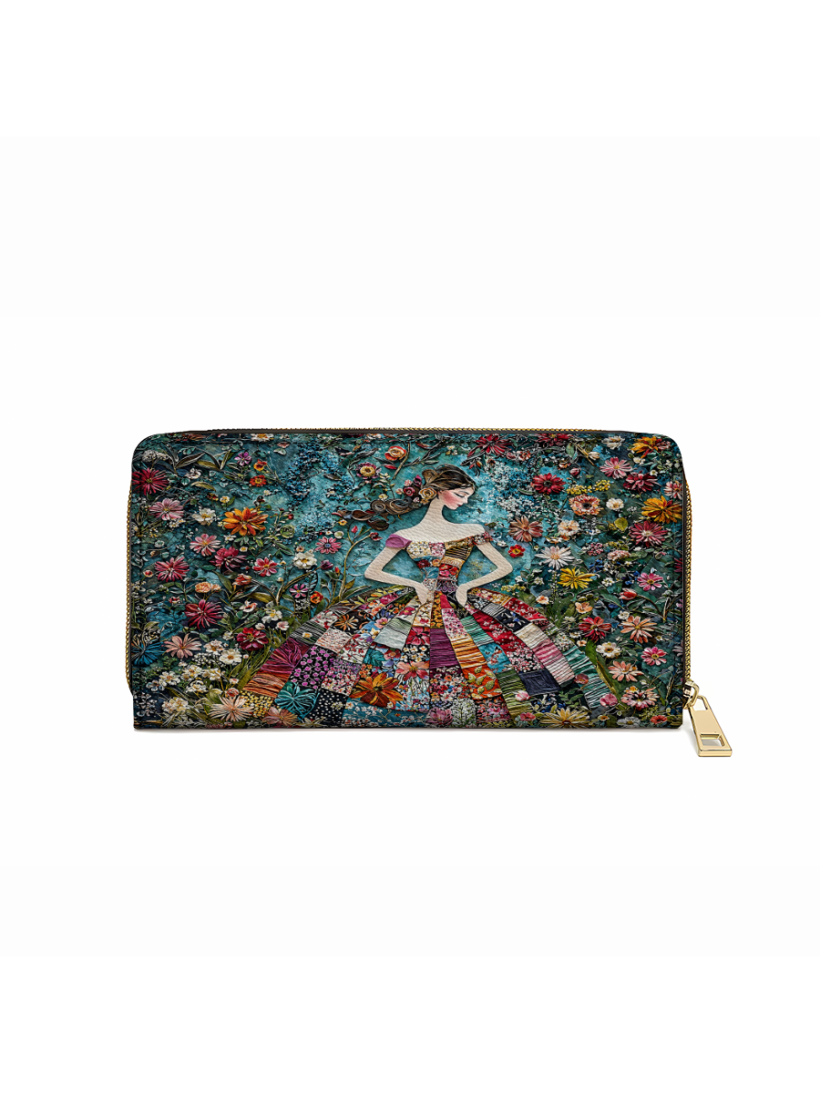 Shineful Leather Clutch Purse With Wristlet Strap Handle Floral Fantasy