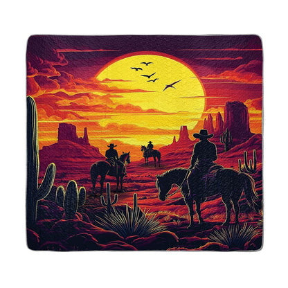 Shineful All Season Quilt 3-Piece Set -  Cowboy Sunset Wild West