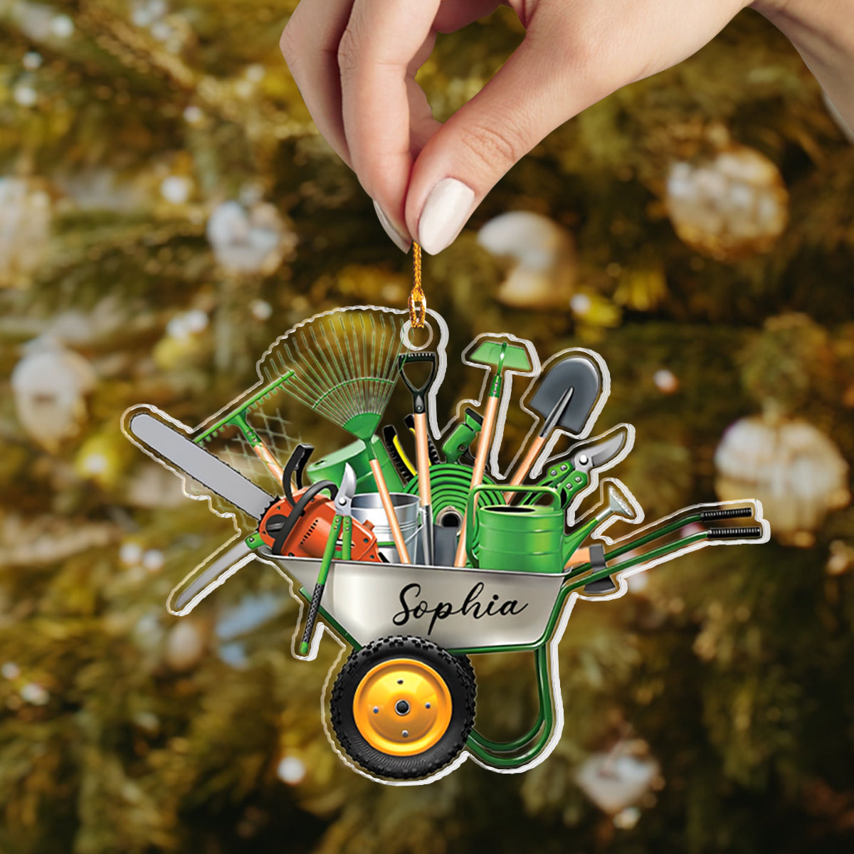 Shineful Personalized 2D Acrylic Ornament - Gardener’s Wheelbarrow