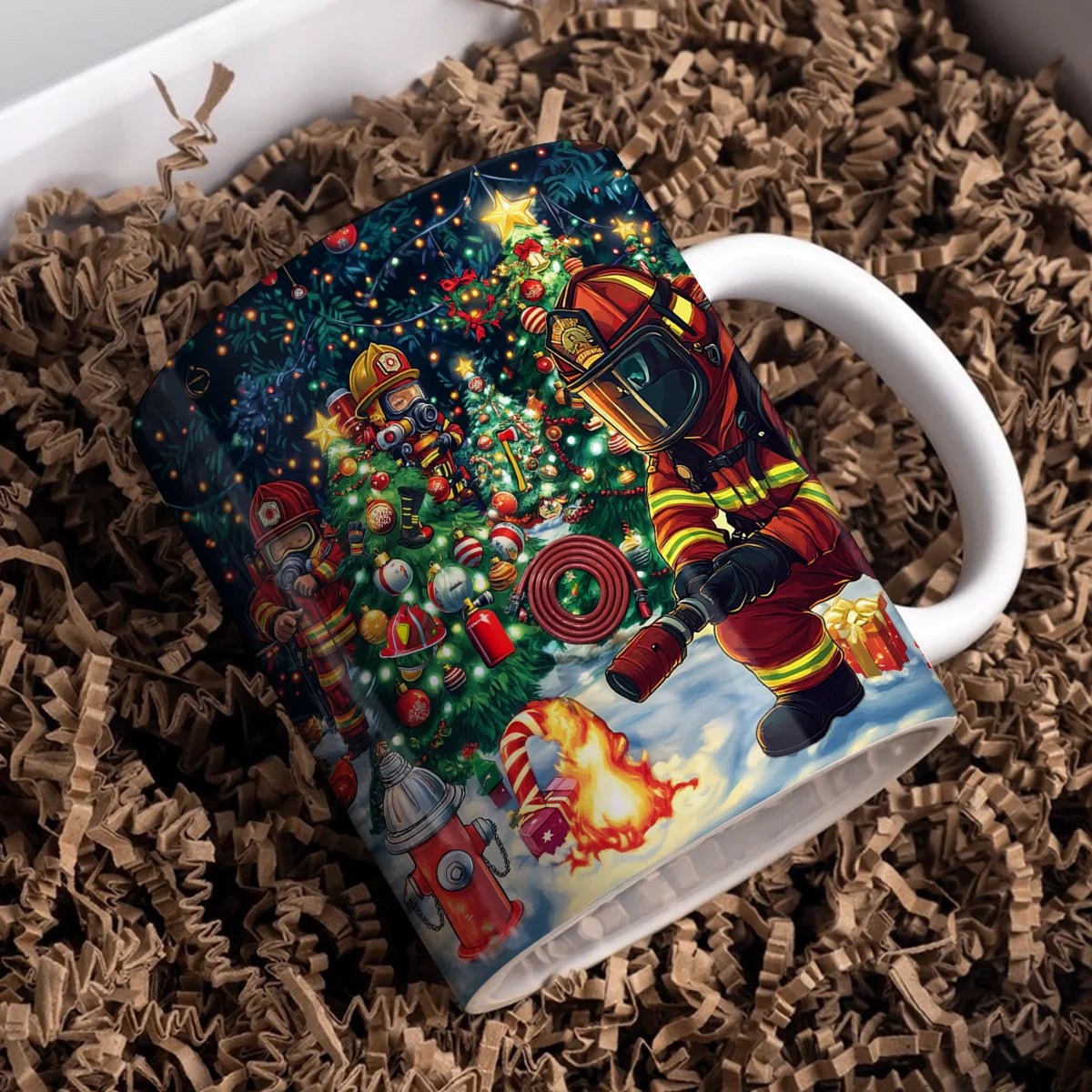 Shineful Ceramic Mug Firefighter's Holiday Rescue