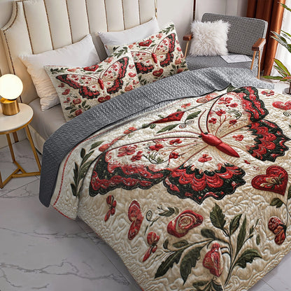 Shineful All Season Quilt 3-Piece Set Charming Love Winged