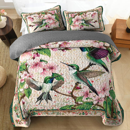 Shineful All Season Quilt 3-Piece Set Hummingbird Blossom