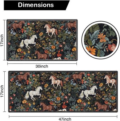 Shineful Ultra-Thin Non Skid Floor Mat, Kitchen Rugs Wildflower Horse