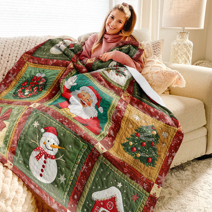 Shineful Fleece Blanket Festive Santa & Snowman