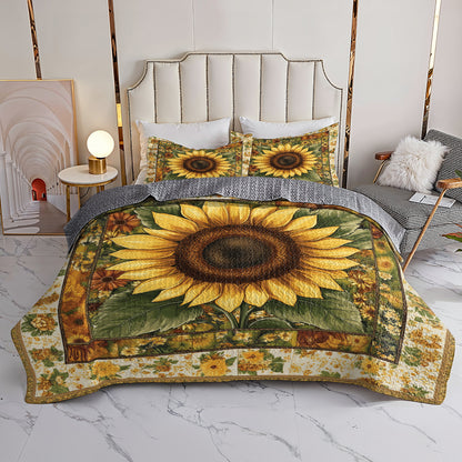 Shineful All Season Quilt 3-Piece Set Golden Sunflower